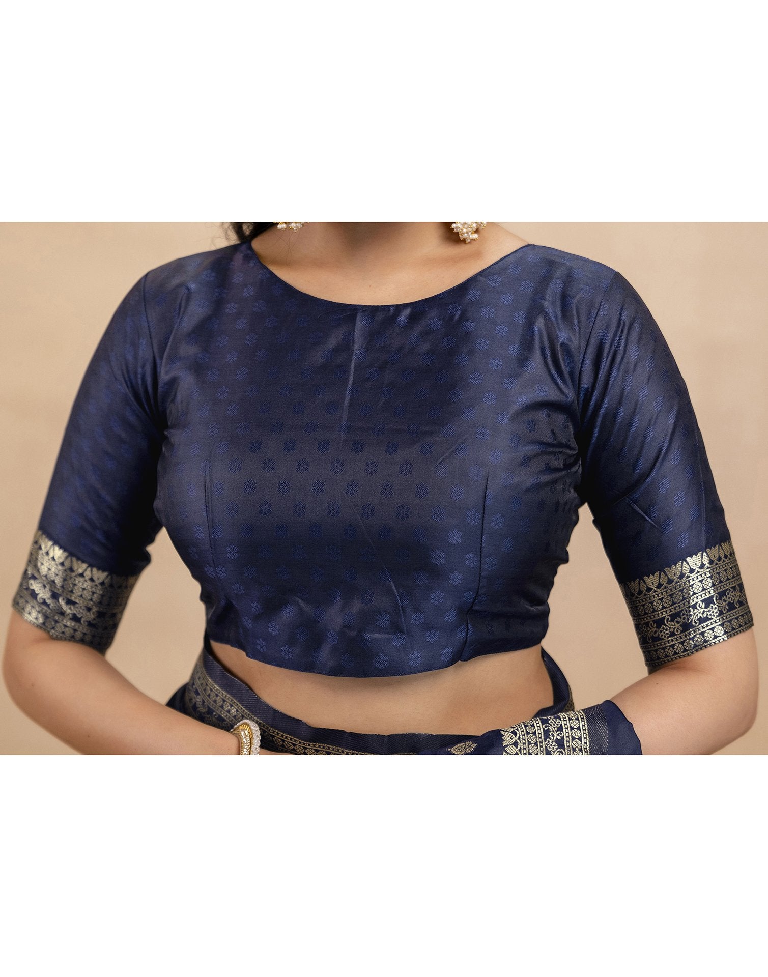 Navy Blue Silk Woven Banarasi Saree