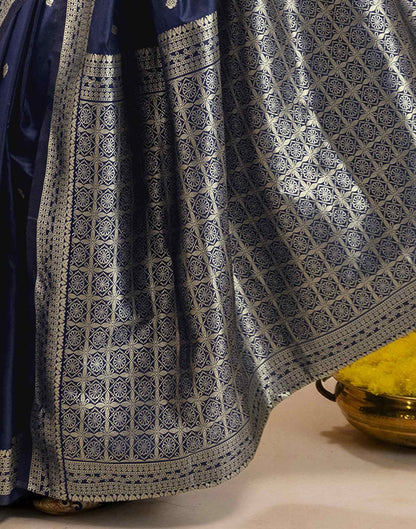 Navy Blue Silk Woven Banarasi Saree