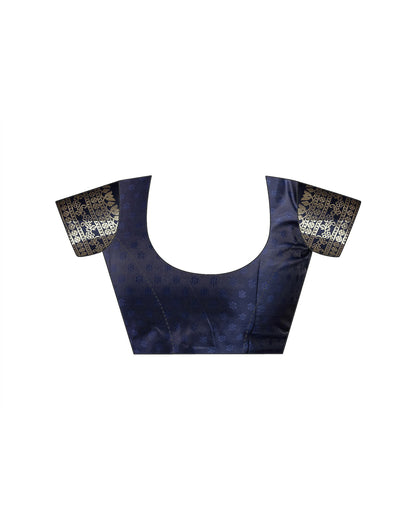 Navy Blue Silk Woven Banarasi Saree