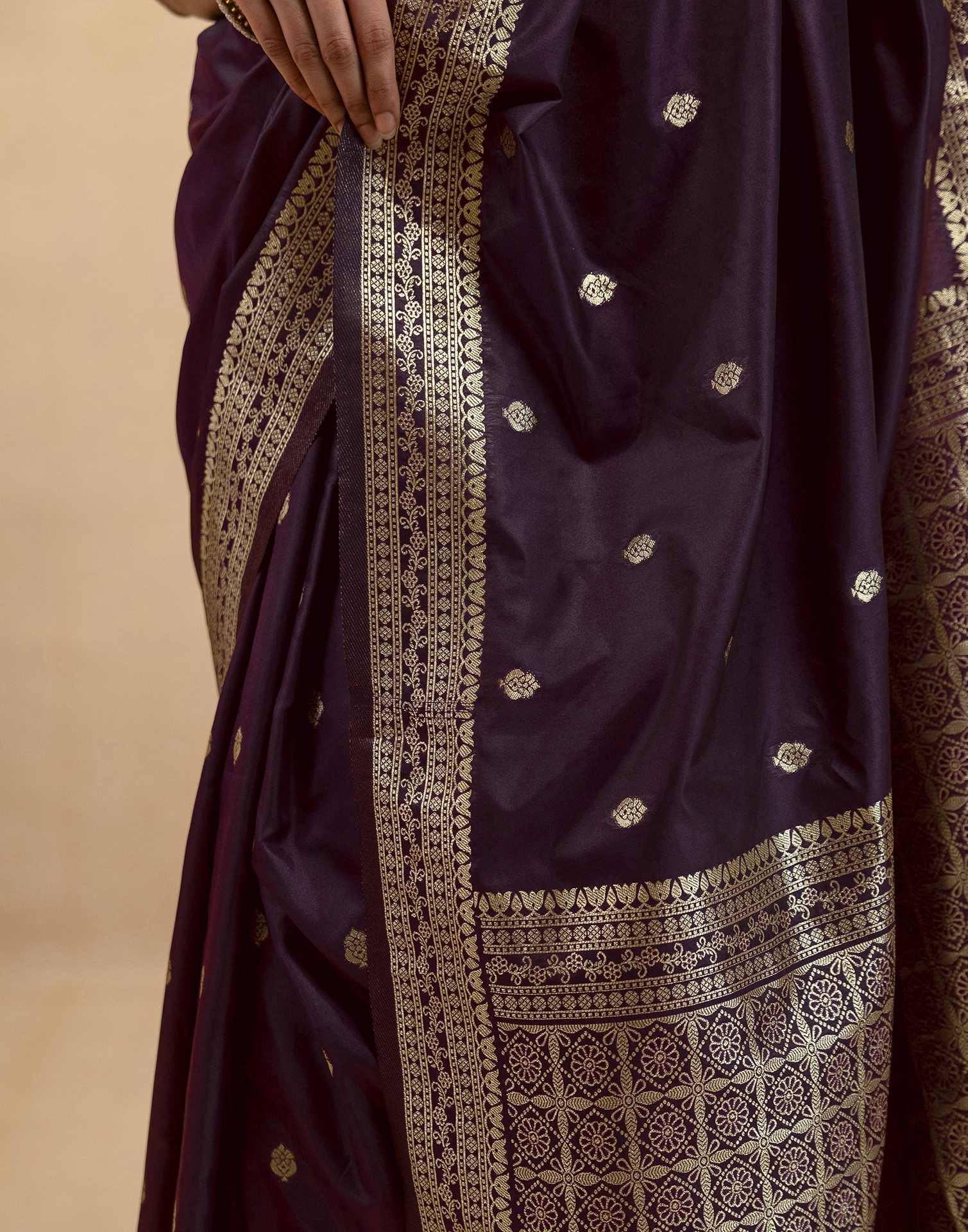 Dark Purple Silk Woven Banarasi Saree