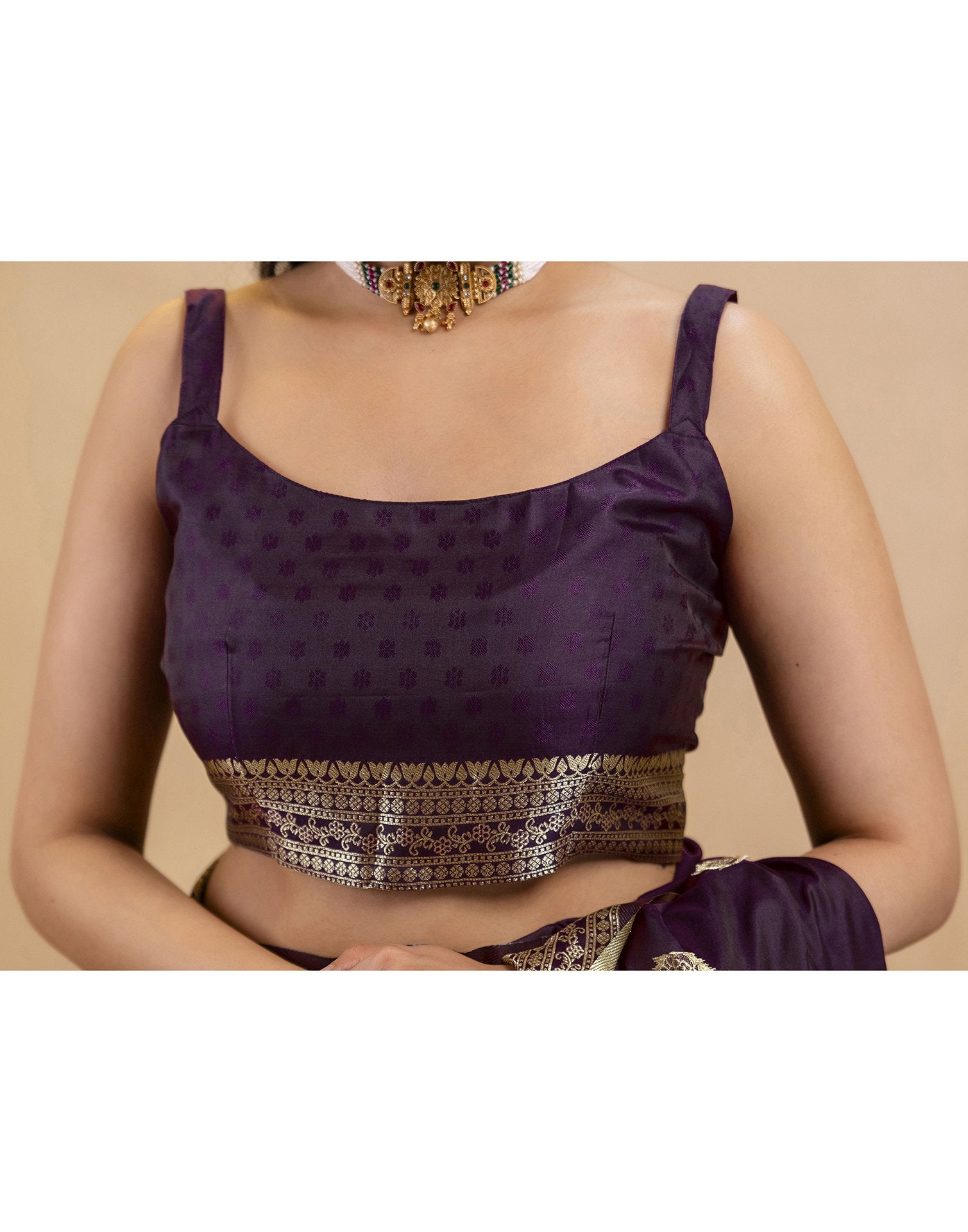 Dark Purple Silk Woven Banarasi Saree
