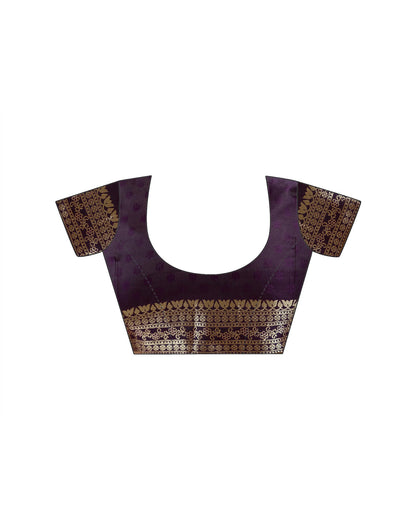 Dark Purple Silk Woven Banarasi Saree