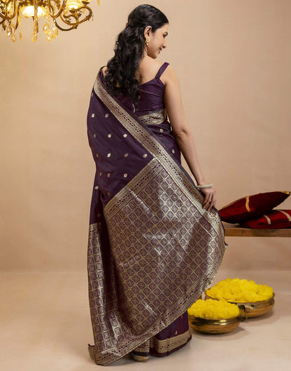 Dark Purple Silk Woven Banarasi Saree