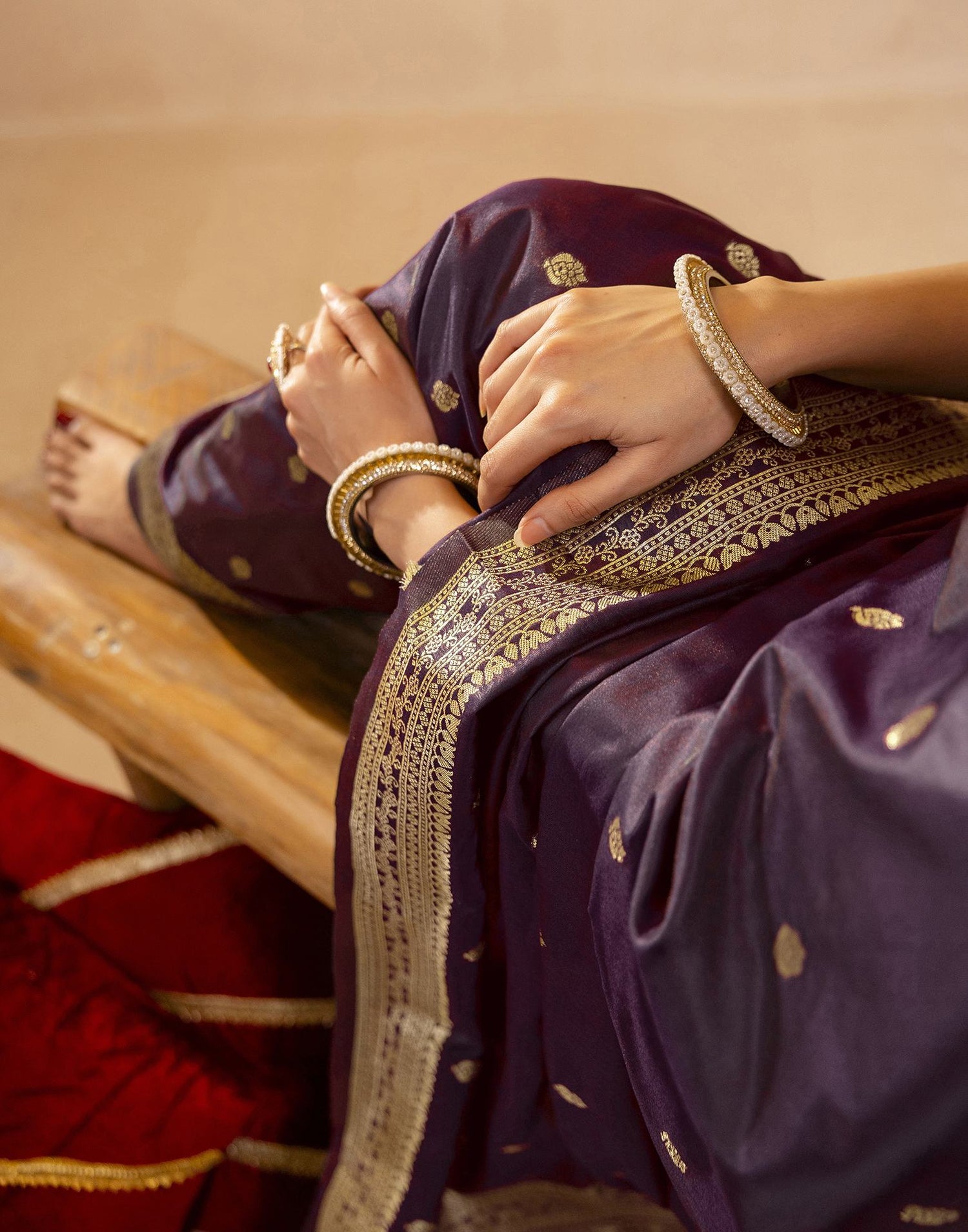 Dark Purple Silk Woven Banarasi Saree