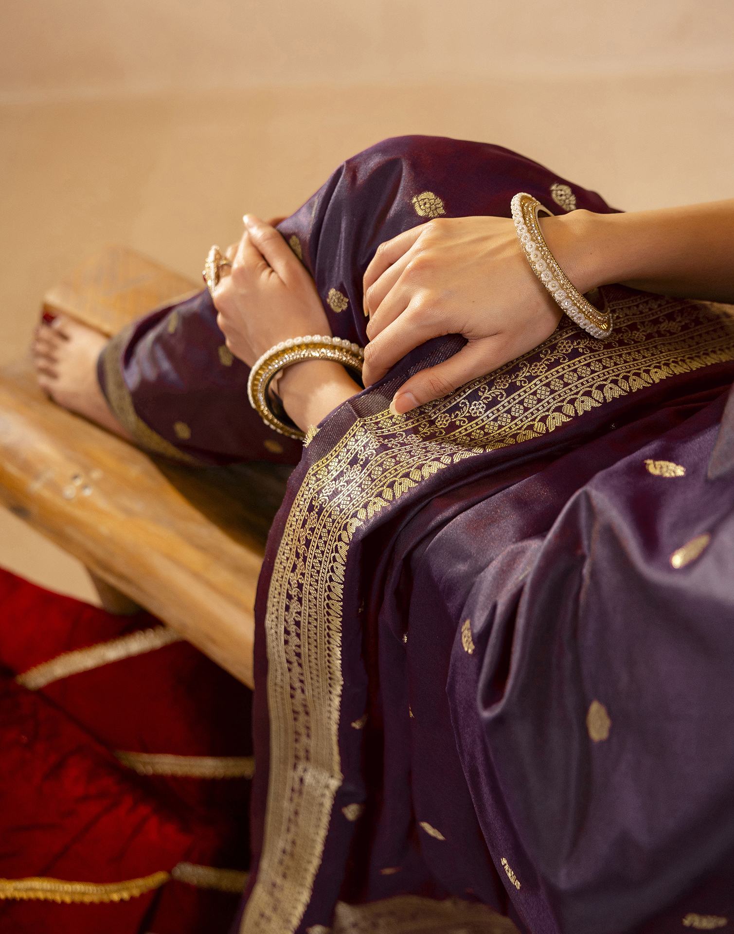 Dark Purple Silk Woven Banarasi Saree