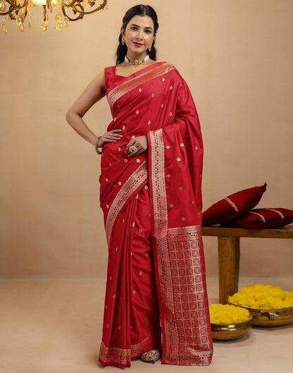 Red Silk Woven Banarasi Saree