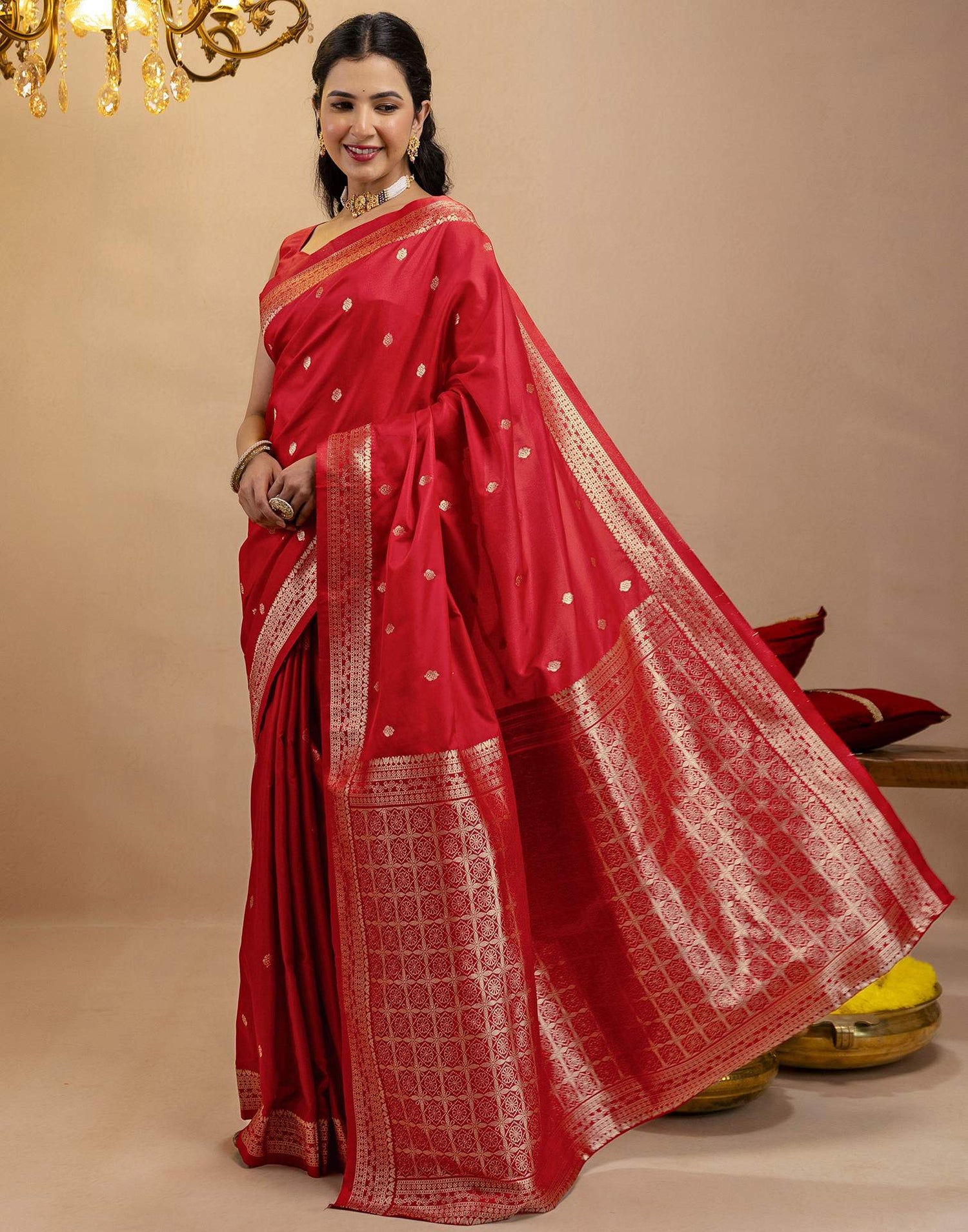 Red Silk Woven Banarasi Saree