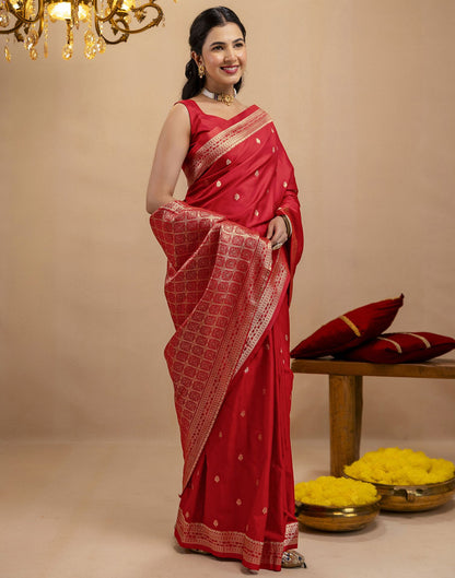 Red Silk Woven Banarasi Saree