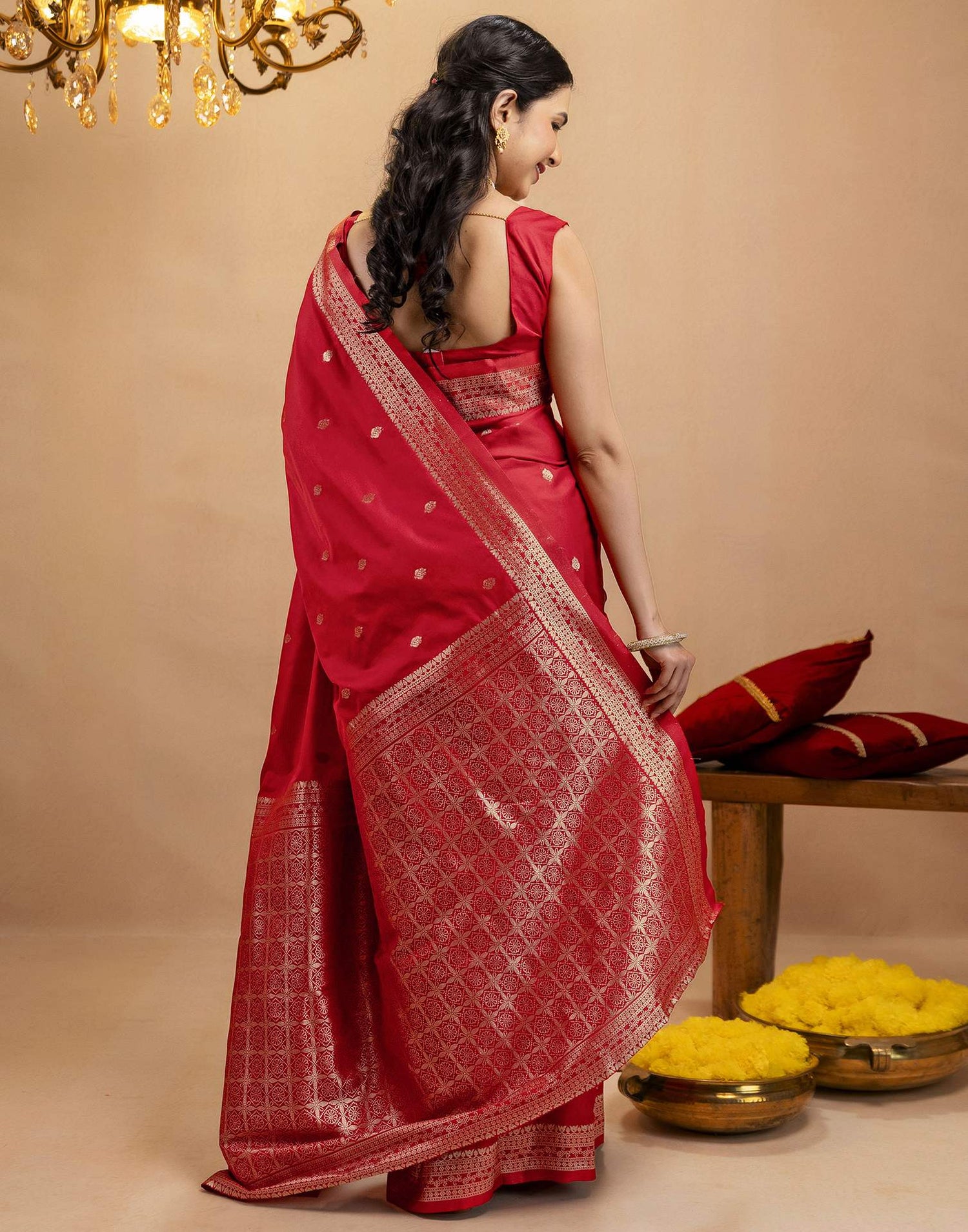 Red Silk Woven Banarasi Saree