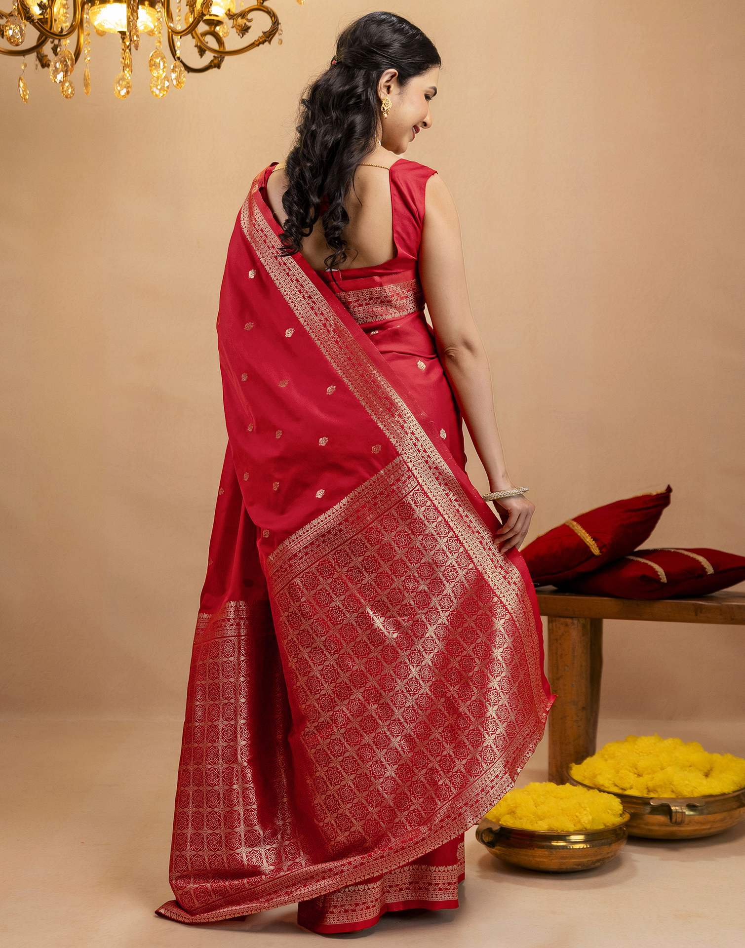 Red Silk Woven Banarasi Saree