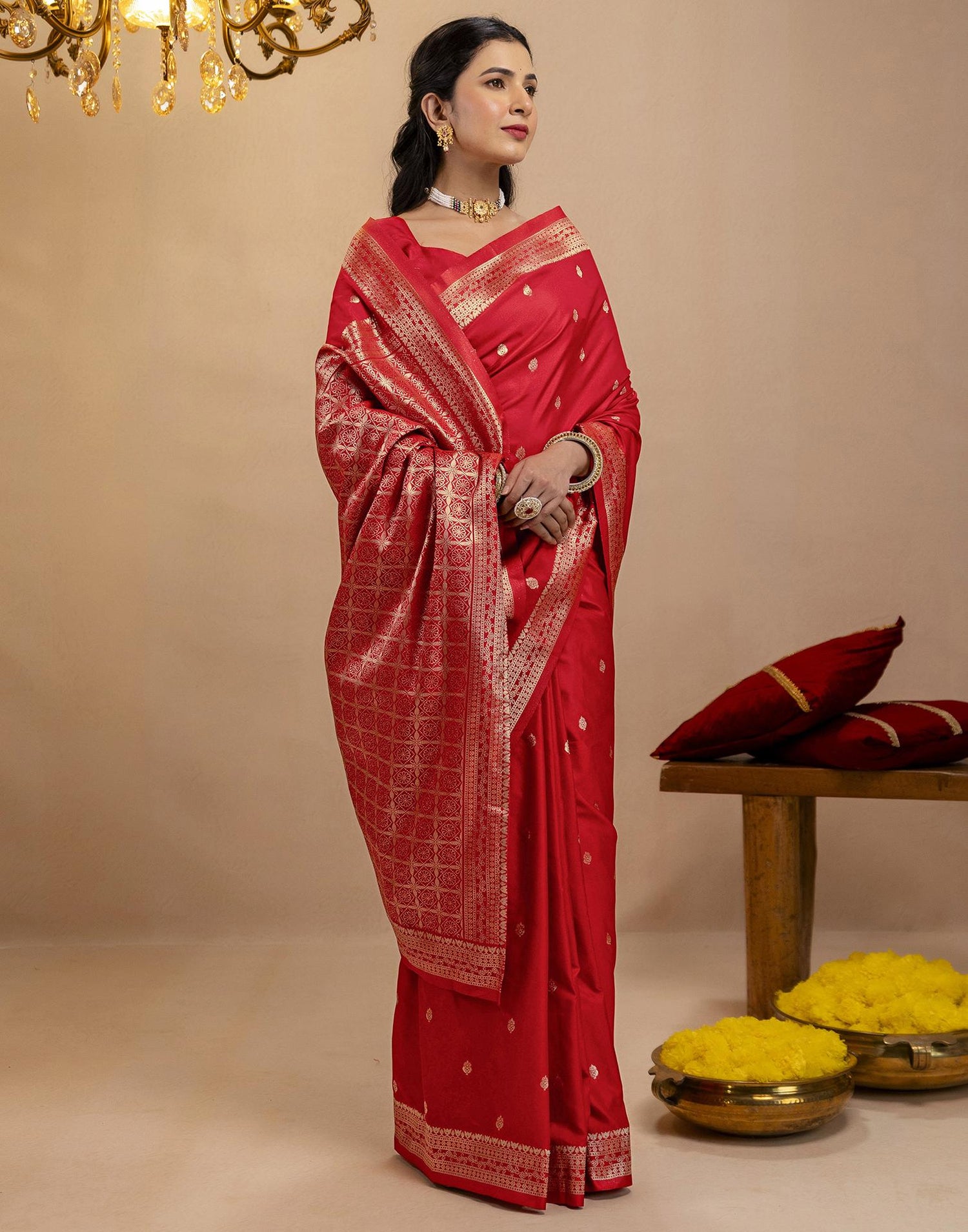 Red Silk Woven Banarasi Saree