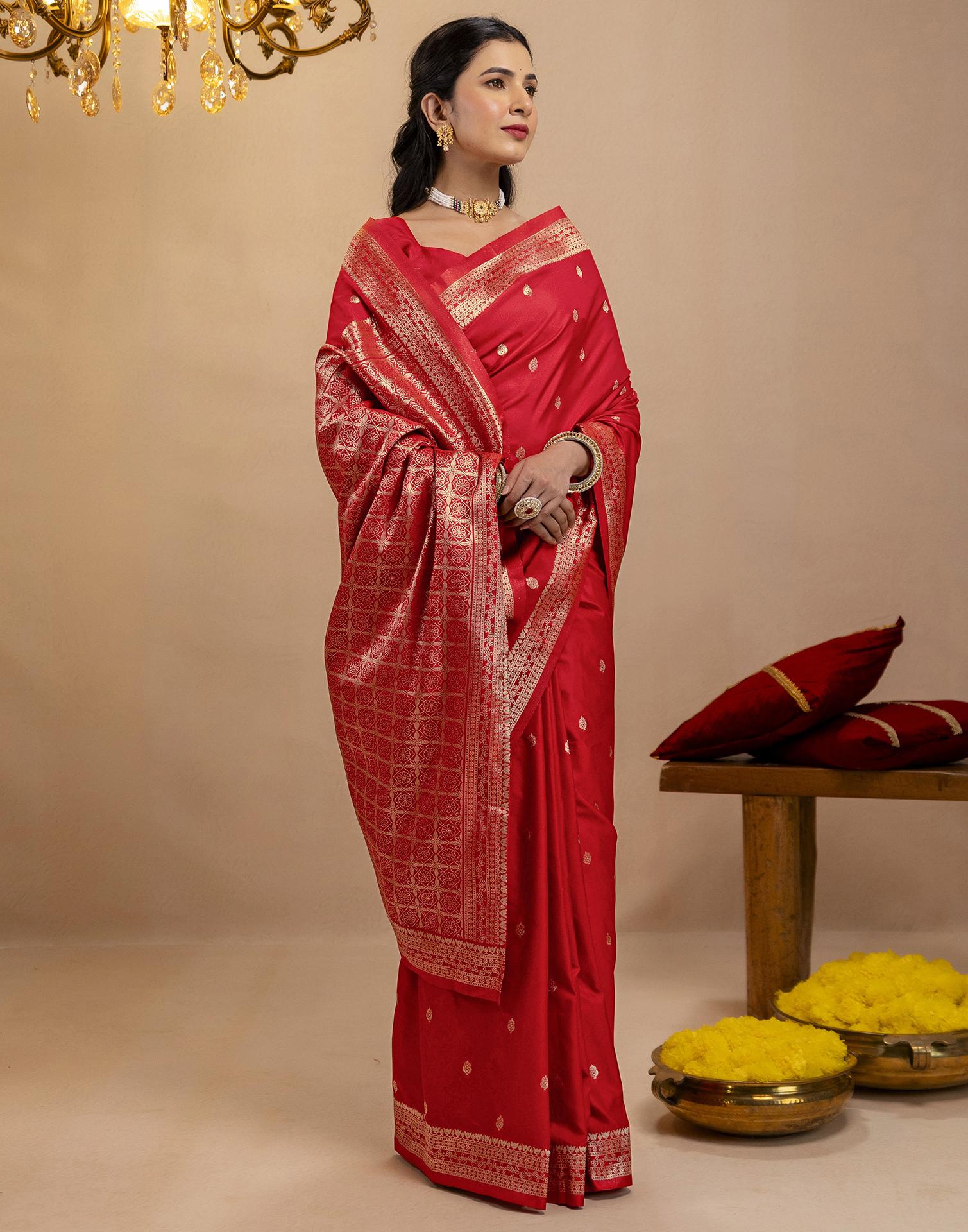 Red Silk Woven Banarasi Saree