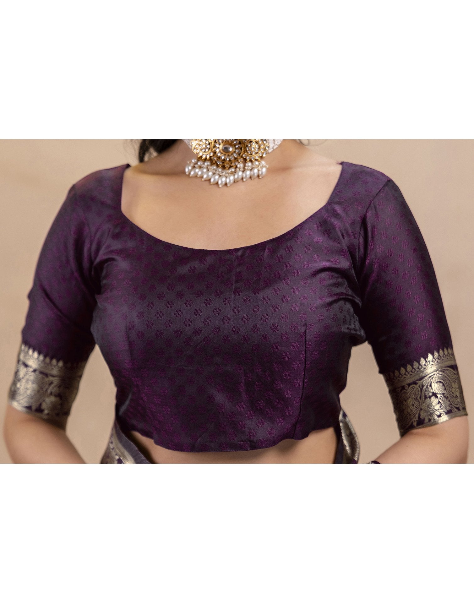Dark Purple Silk Woven Banarasi Saree