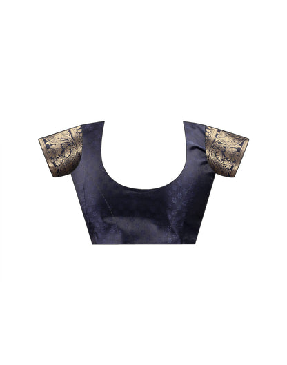 Navy Blue Silk Woven Banarasi Saree