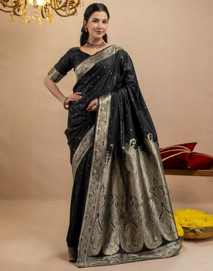 Black Silk Woven Banarasi Saree