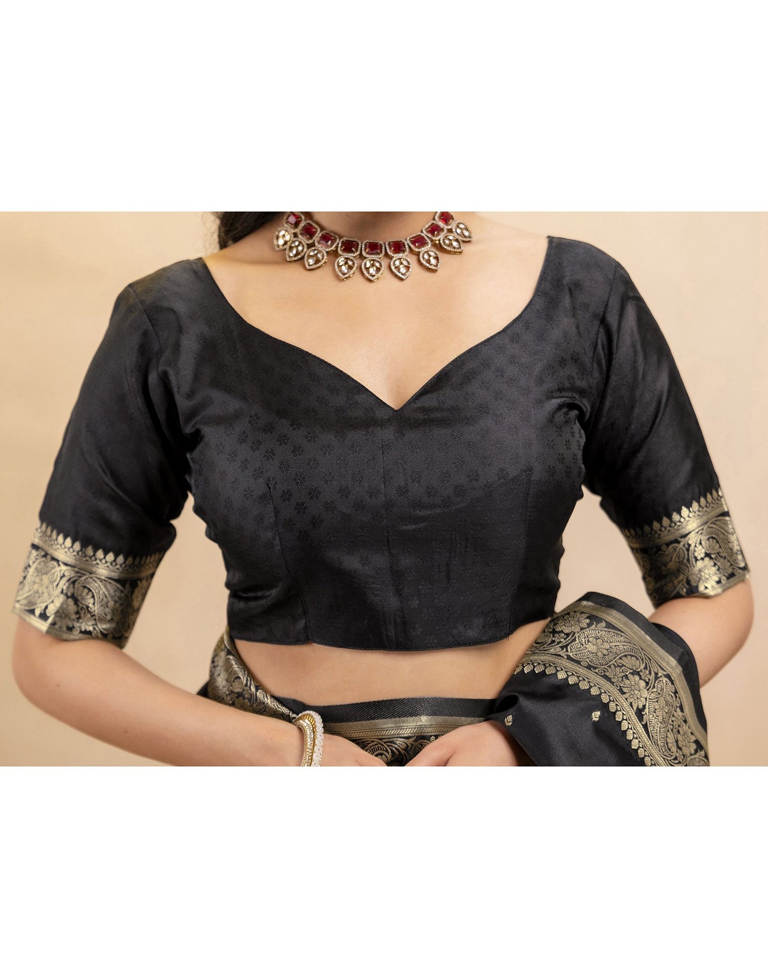 Black Silk Woven Banarasi Saree