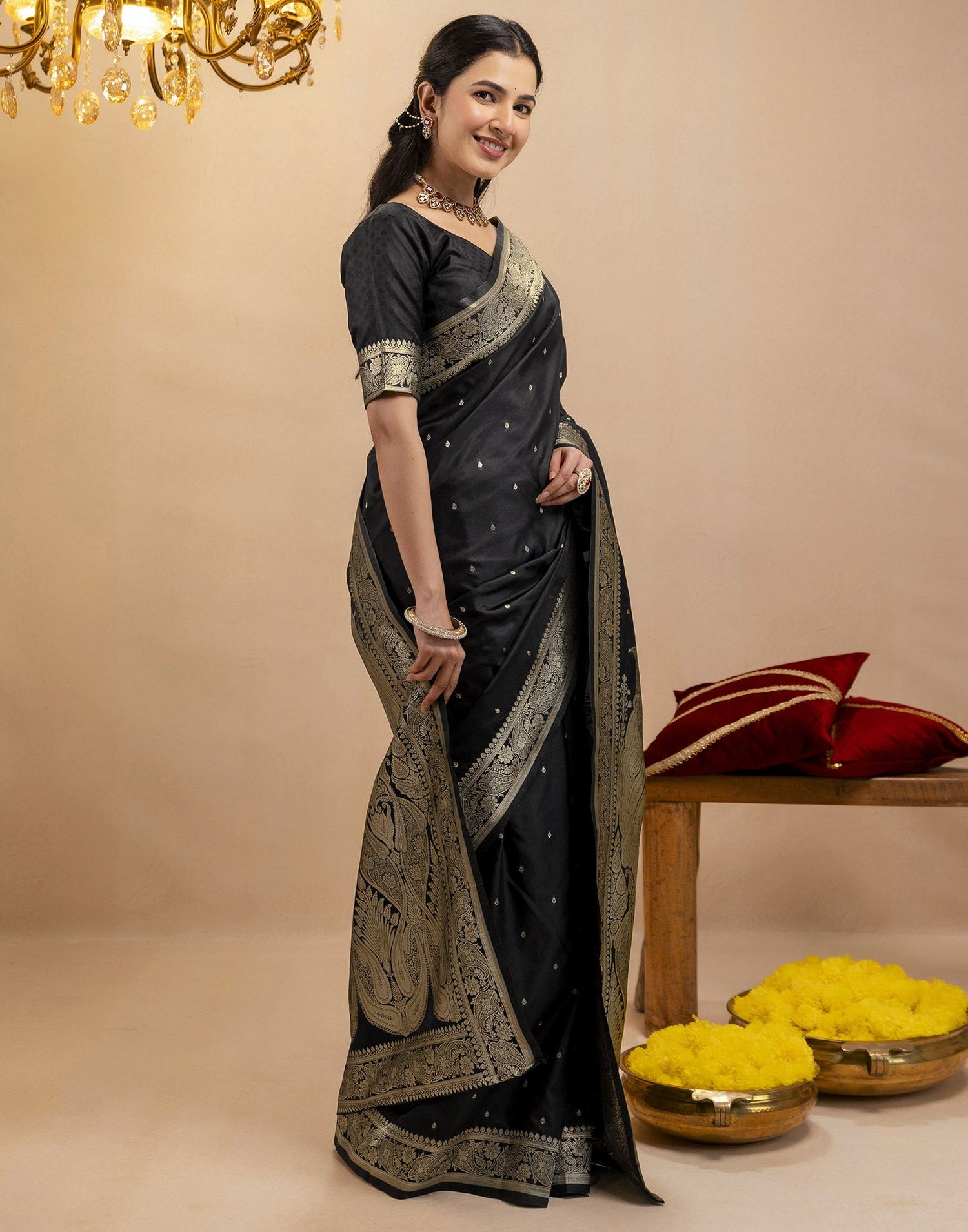 Black Silk Woven Banarasi Saree