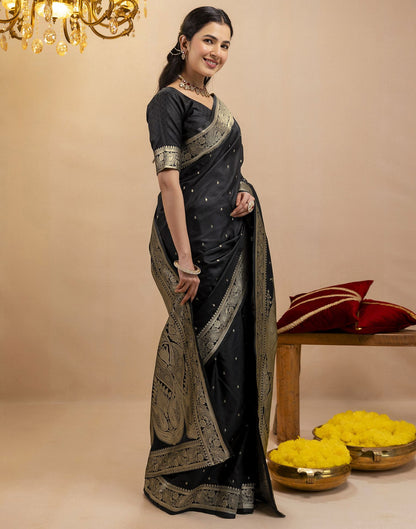 Black Silk Woven Banarasi Saree