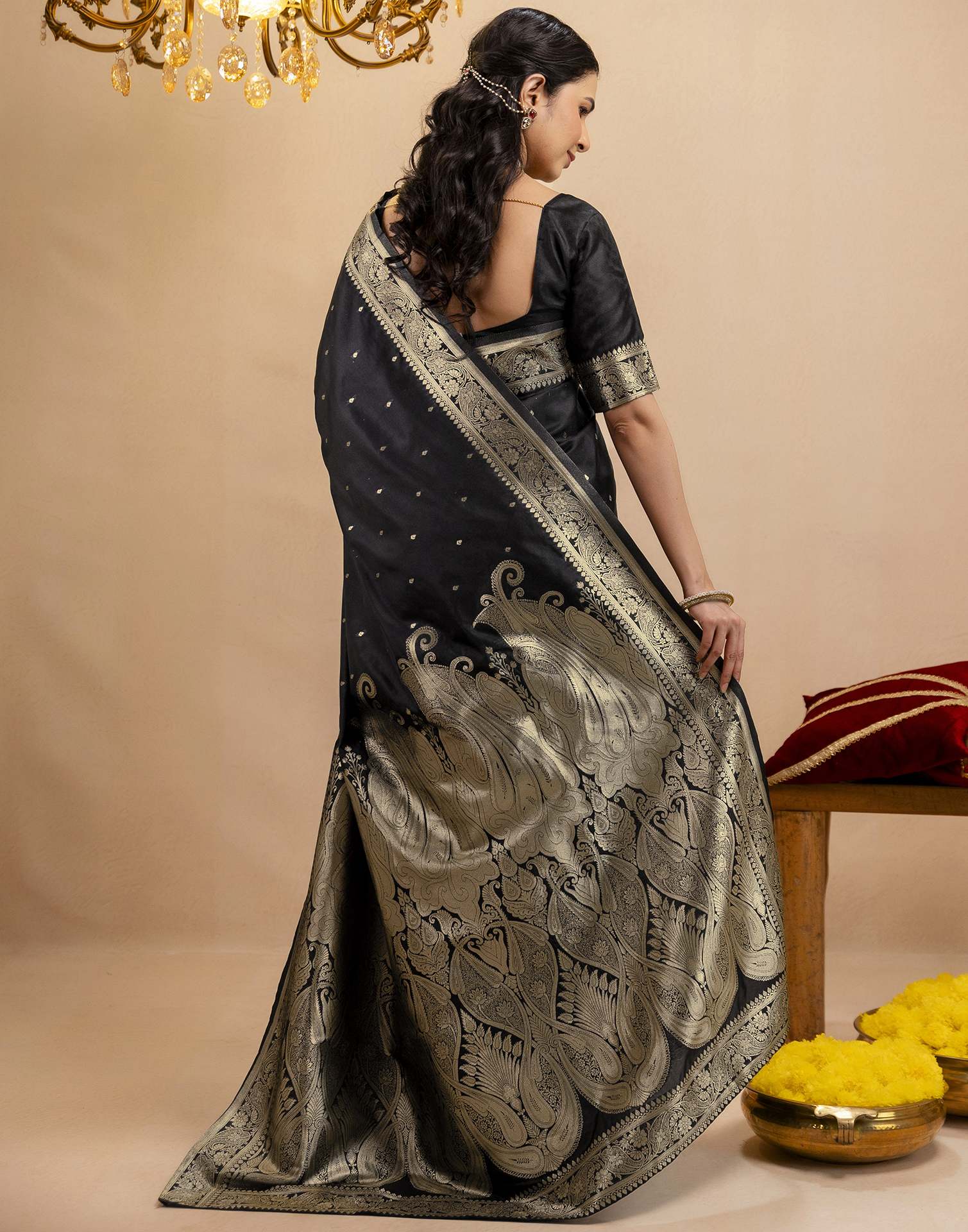 Black Silk Woven Banarasi Saree