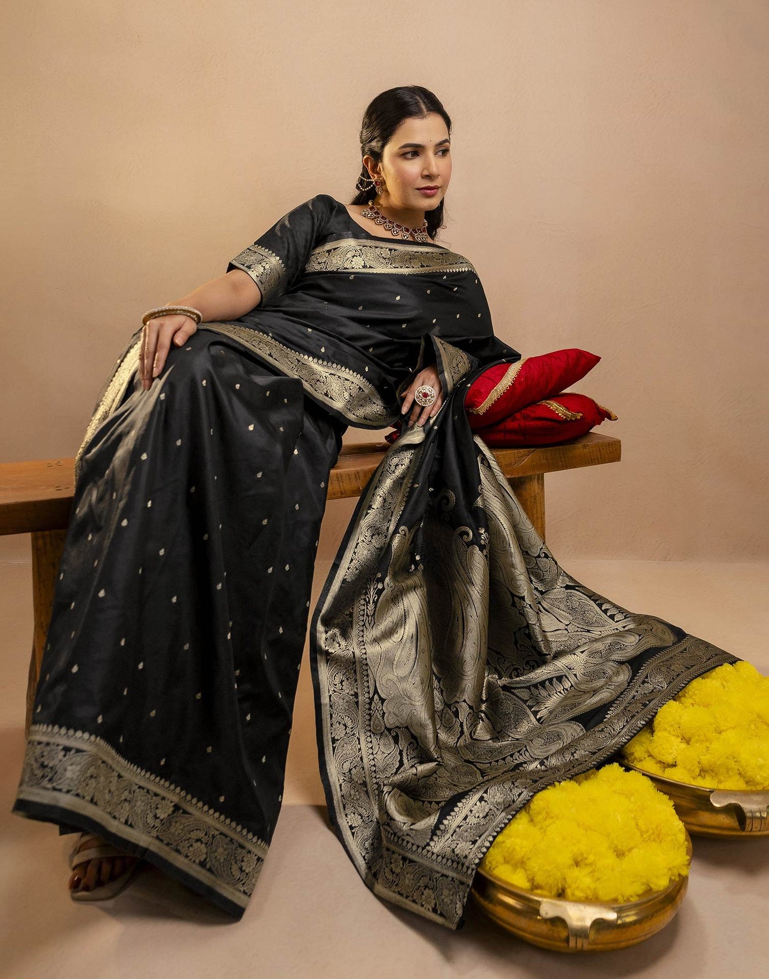 Black Silk Woven Banarasi Saree
