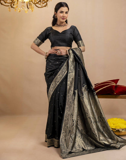 Black Silk Woven Banarasi Saree