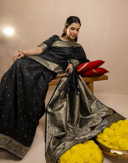 Black Silk Woven Banarasi Saree