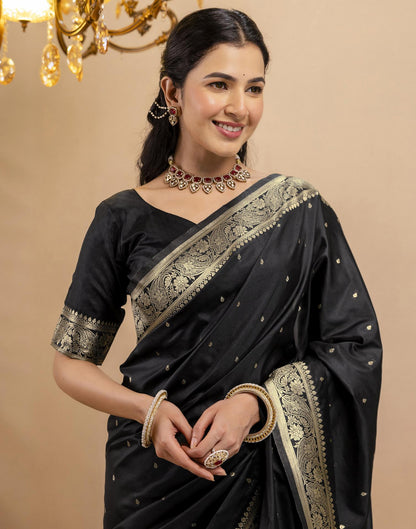 Black Silk Woven Banarasi Saree