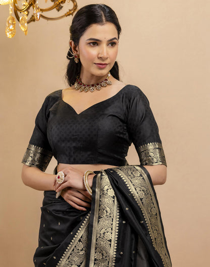 Black Silk Woven Banarasi Saree