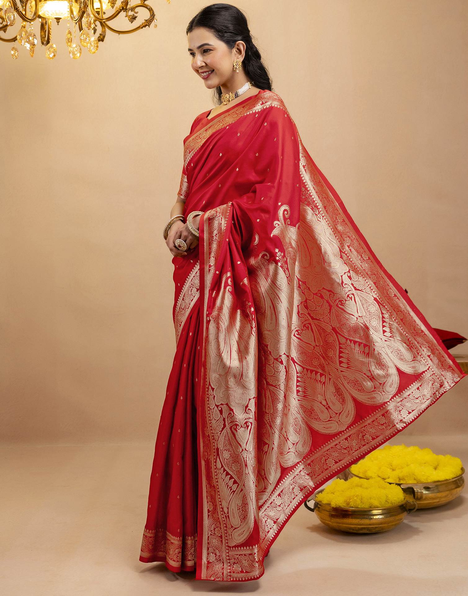 Red Silk Woven Banarasi Saree