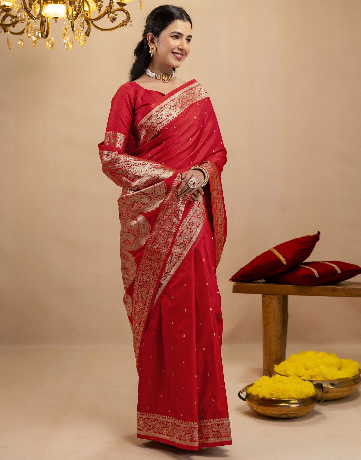 Red Silk Woven Banarasi Saree