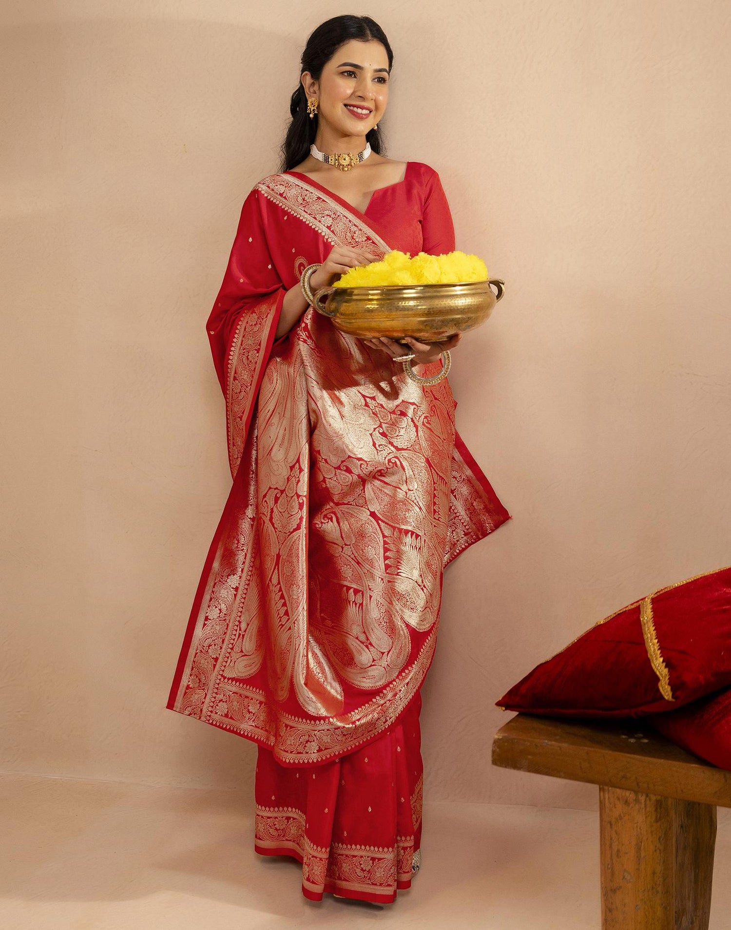 Red Silk Woven Banarasi Saree
