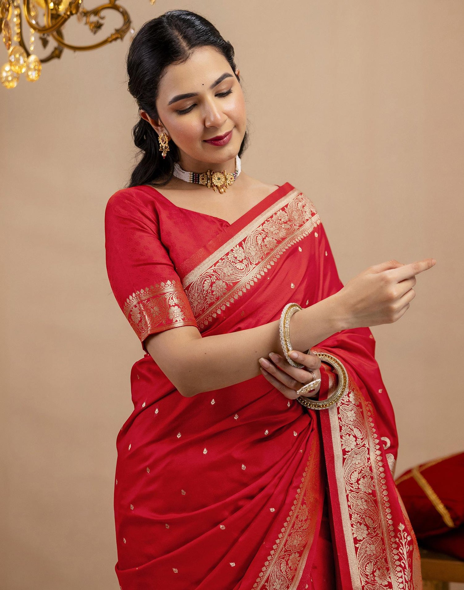 Red Silk Woven Banarasi Saree