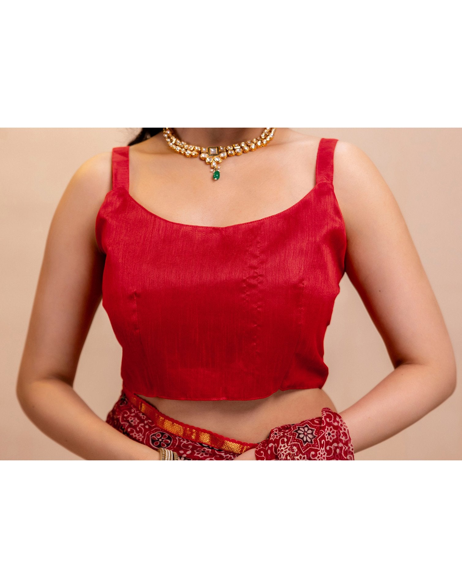 Red Chiffon Printed Saree