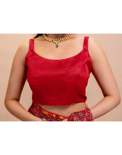Red Chiffon Printed Saree