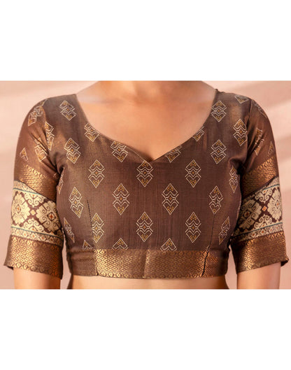 Beige Cotton Silk Printed Woven Border Saree