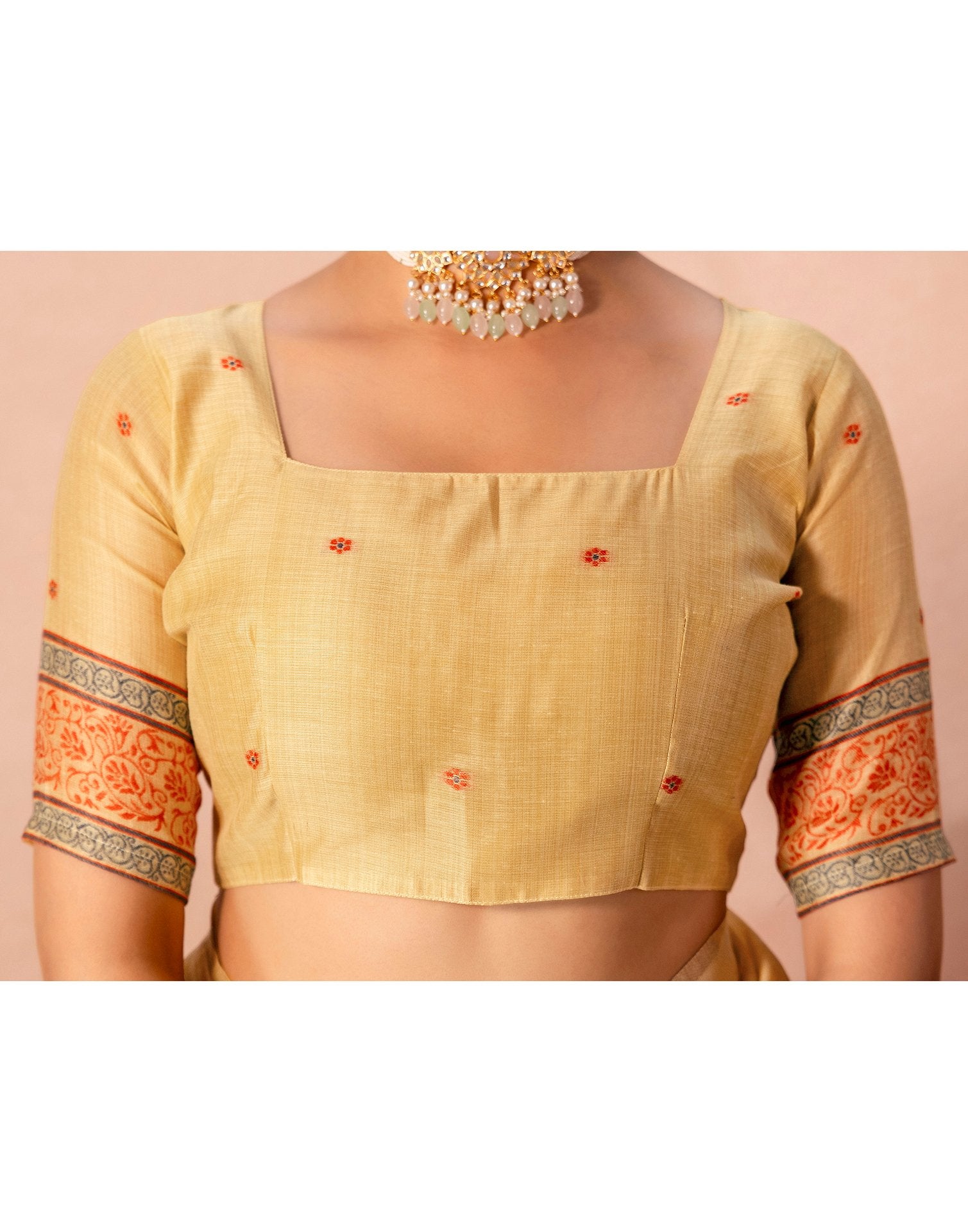 Mustard Yellow Chanderi Cotton Woven Saree