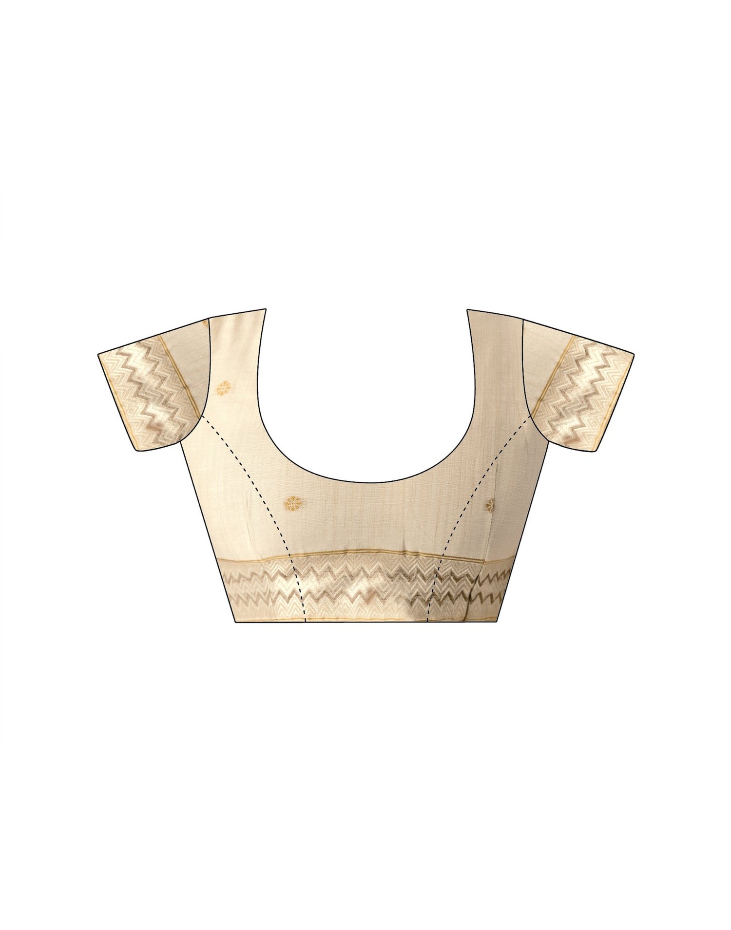 Beige Chanderi Cotton Woven Saree