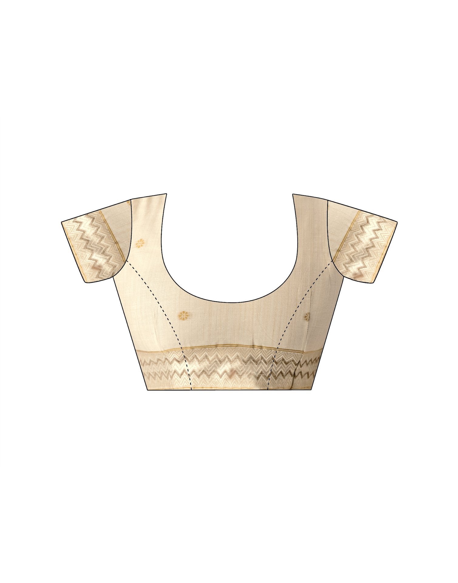 Beige Chanderi Cotton Woven Saree