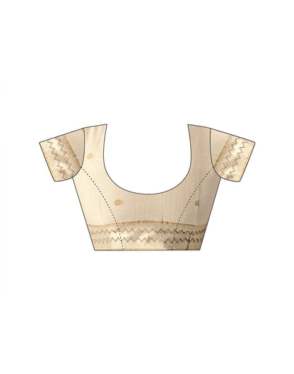 Beige Chanderi Cotton Woven Saree