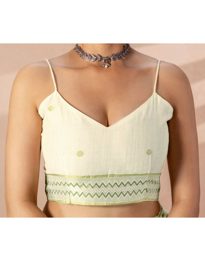 Beige Chanderi Cotton Woven Saree