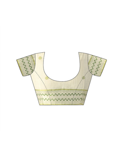 Beige Chanderi Cotton Woven Saree
