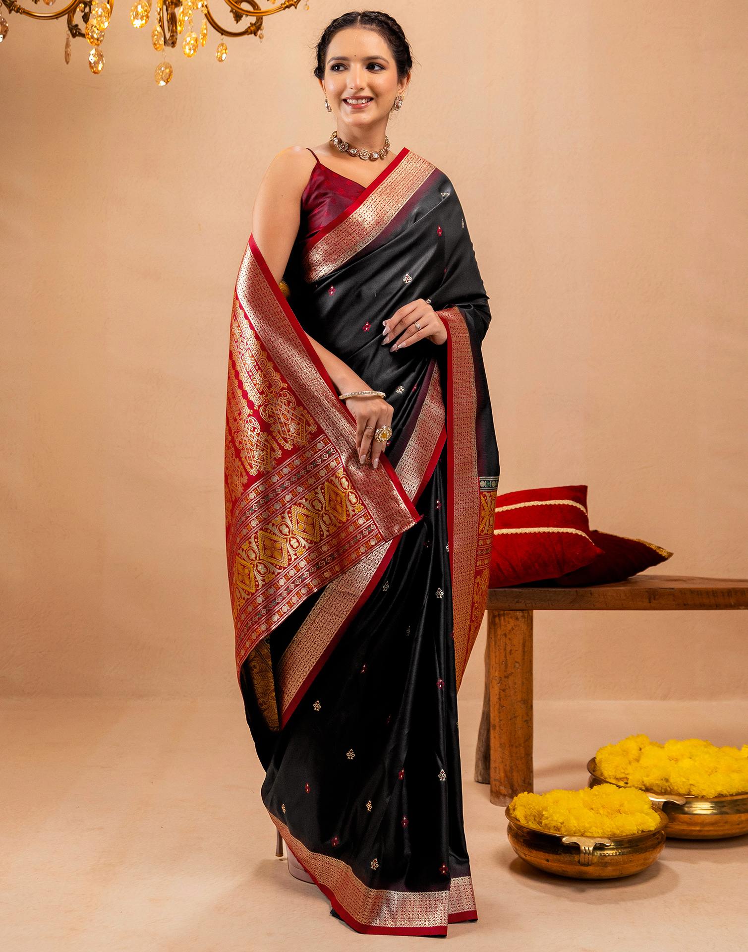 Black Silk Woven Banarasi Saree