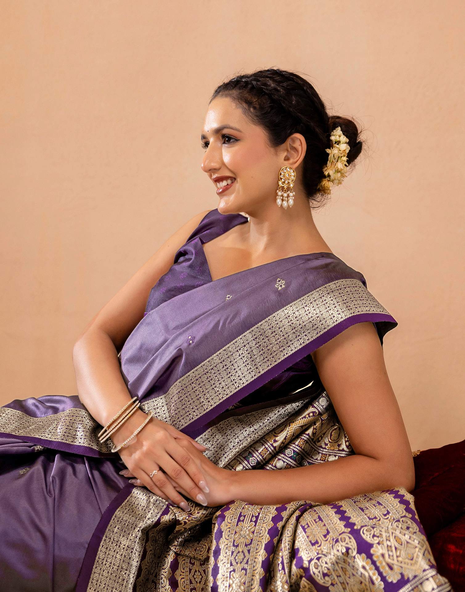 Dusty Purple Silk Woven Banarasi Saree