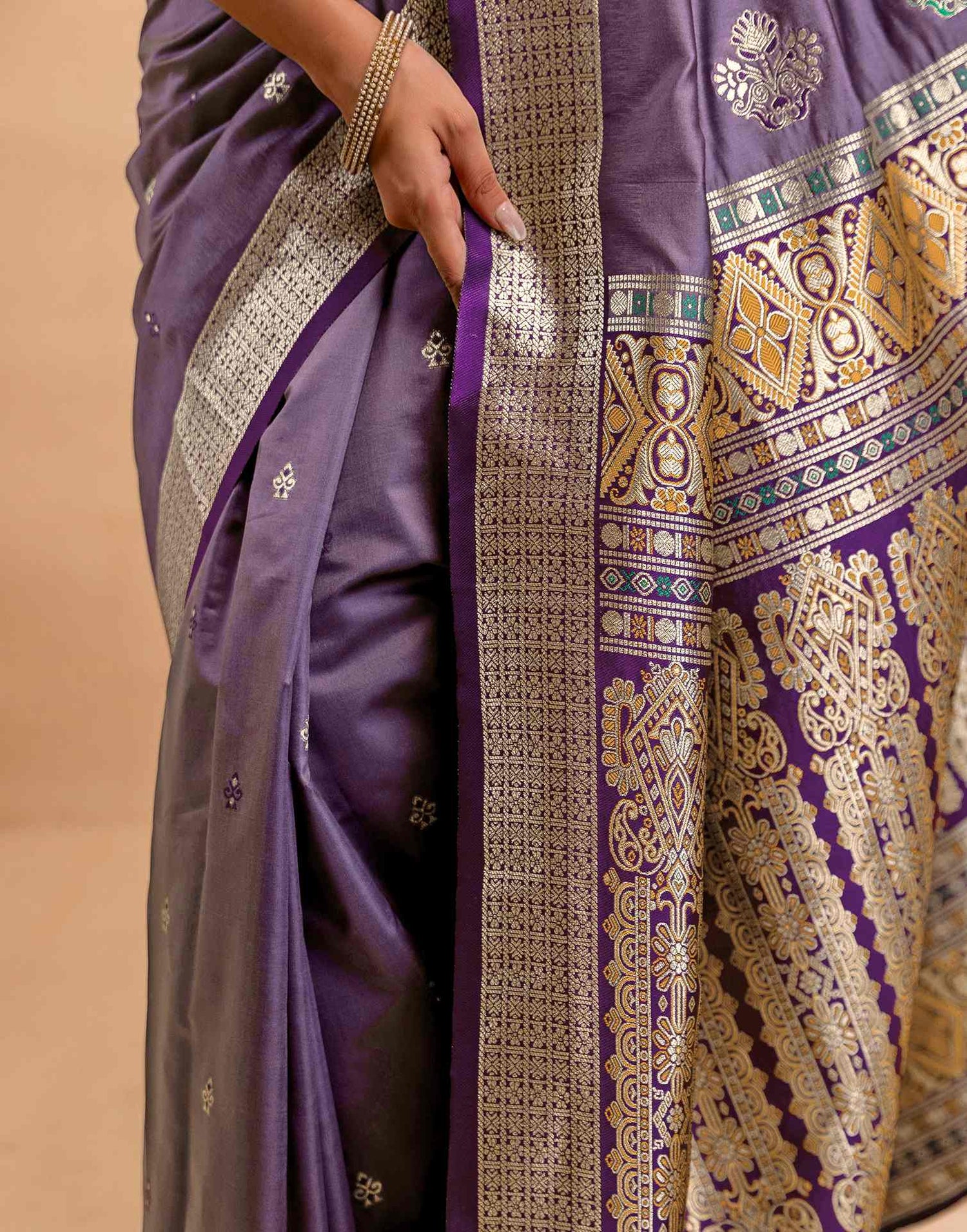Dusty Purple Silk Woven Banarasi Saree