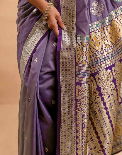 Dusty Purple Silk Woven Banarasi Saree