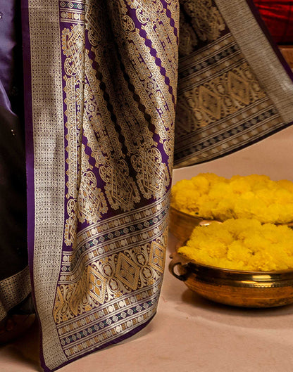 Dusty Purple Silk Woven Banarasi Saree