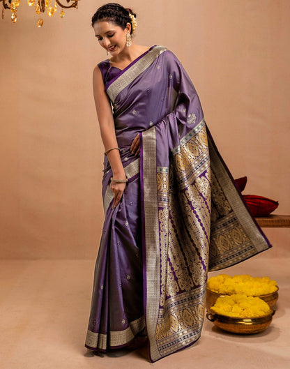 Dusty Purple Silk Woven Banarasi Saree