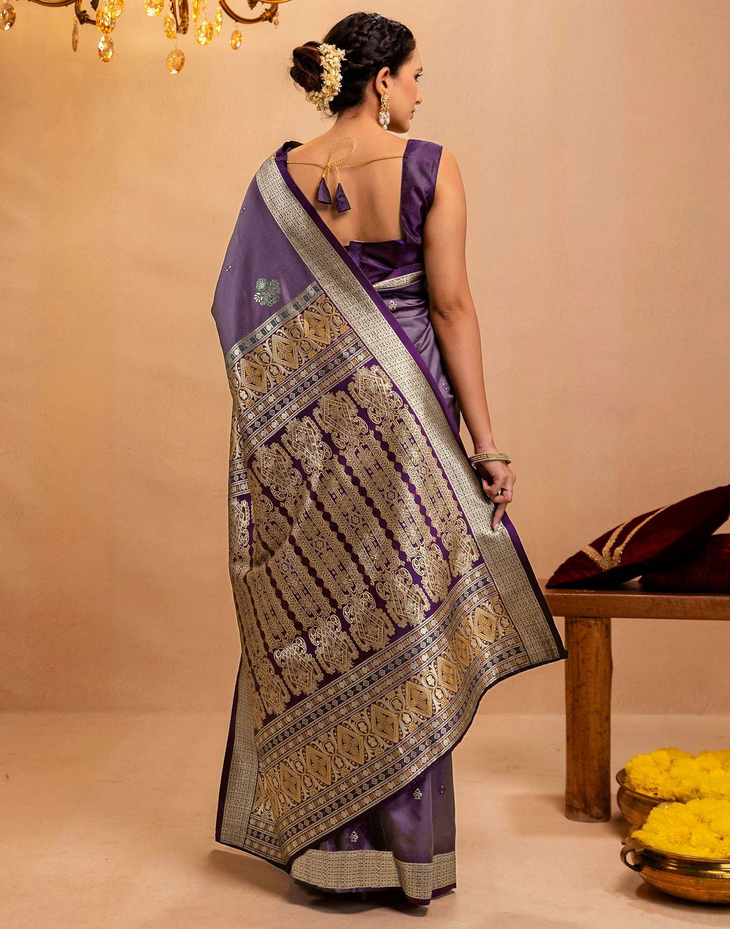 Dusty Purple Silk Woven Banarasi Saree