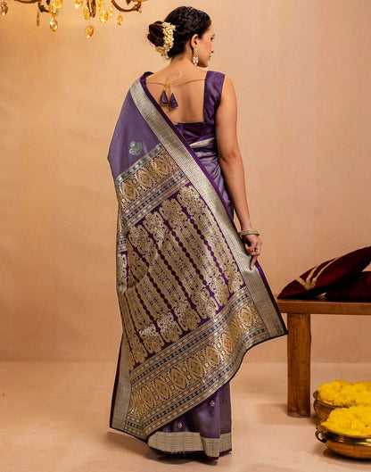 Dusty Purple Silk Woven Banarasi Saree