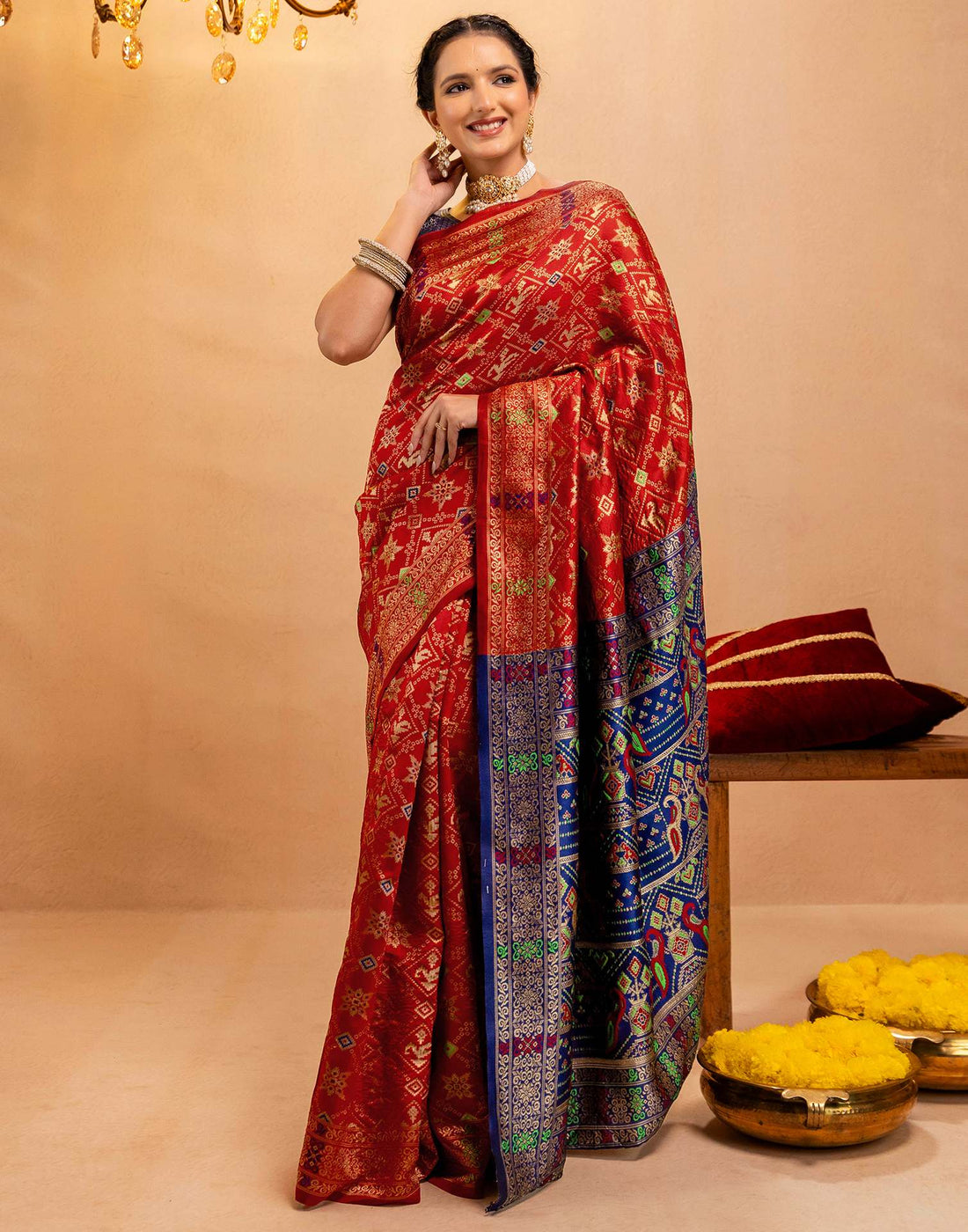 Maroon Silk Woven Patola Saree